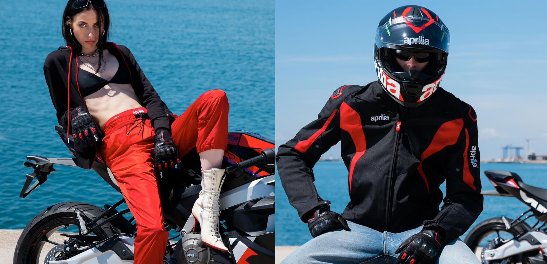 BLEU MODE FOR APRILIA APPAREL & LIFESTYLE.
			AN EXPLOSION OF STYLE THAT FUSES THE INNOVATION OF APRILIA WITH THE VISION OF THE FRENCH ARTIST AND PHOTOGRAPHER
			