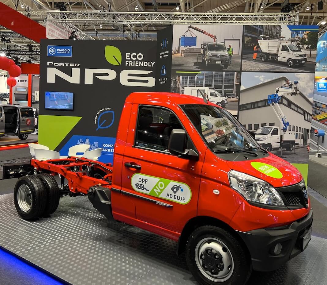 THE PIAGGIO PORTER NP6 MY 2025 MADE ITS INTERNATIONAL DEBUT AT THE IAA TRANSPORTATION 2024 EVENT IN HANNOVER. NEXT STOP: ECOMONDO IN RIMINI (ITALY, 5-8 NOVEMBER), WITH THE ALL-NEW PORTER NPE